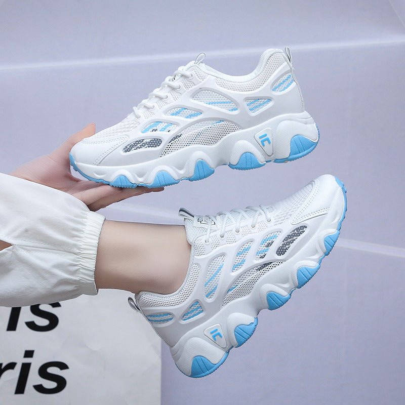 Wave Sole Running Sneakers – Women’s Lace-Up Mesh Sports Shoes