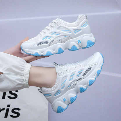 Wave Sole Running Sneakers – Women’s Lace-Up Mesh Sports Shoes