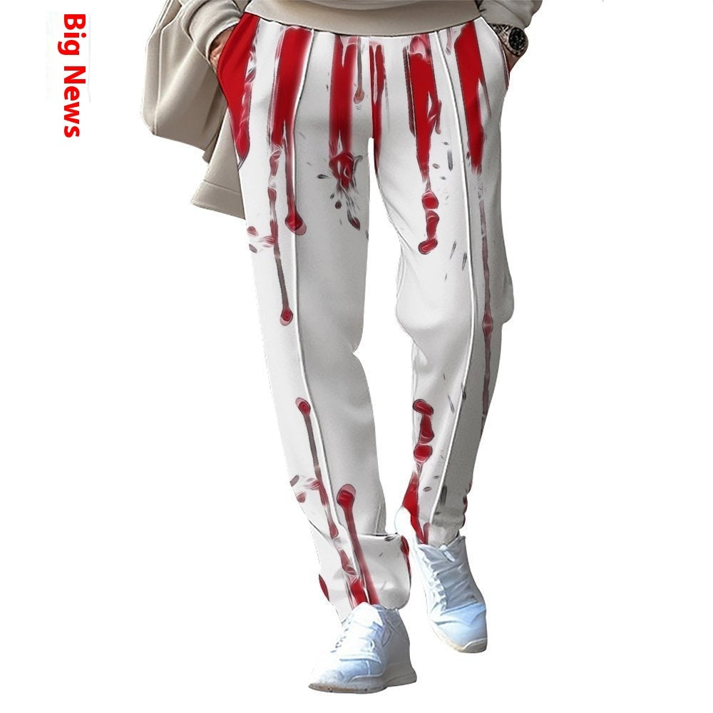 Men’s Fashion Patchwork Printed Trousers – Casual Streetwear Pants with Unique Design