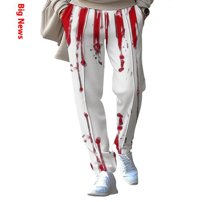 Men’s Fashion Patchwork Printed Trousers – Casual Streetwear Pants with Unique Design