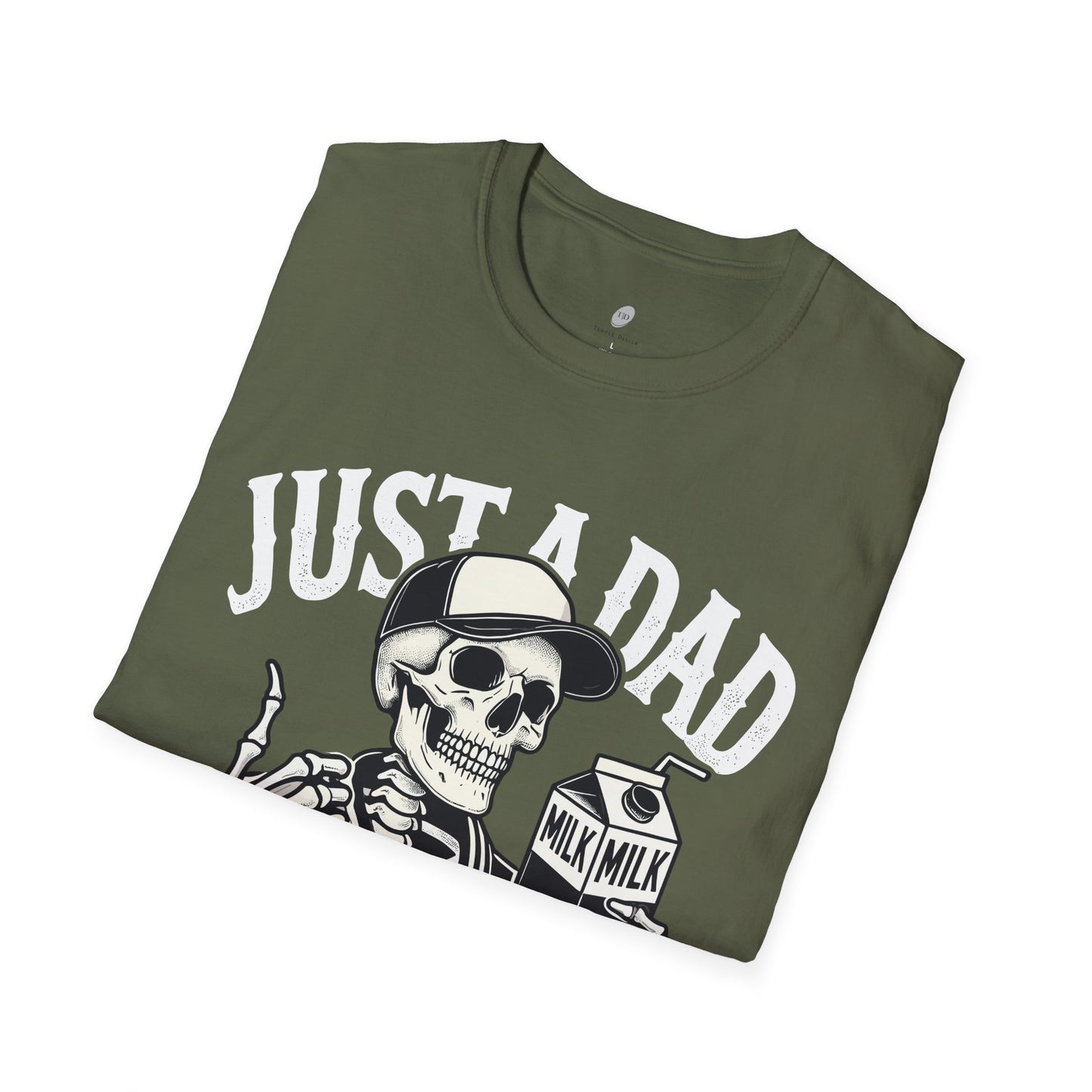 Just a Dad Skeleton T-Shirt – Funny Halloween Tee & Unique Dad Joke Apparel