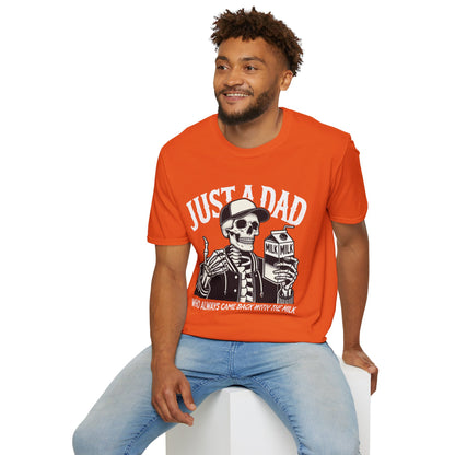 Just a Dad Skeleton T-Shirt – Funny Halloween Tee & Unique Dad Joke Apparel