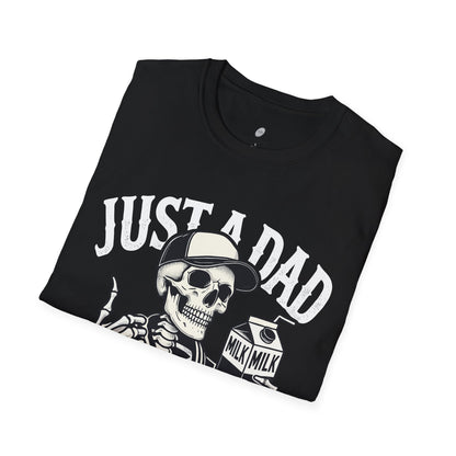 Just a Dad Skeleton T-Shirt – Funny Halloween Tee & Unique Dad Joke Apparel
