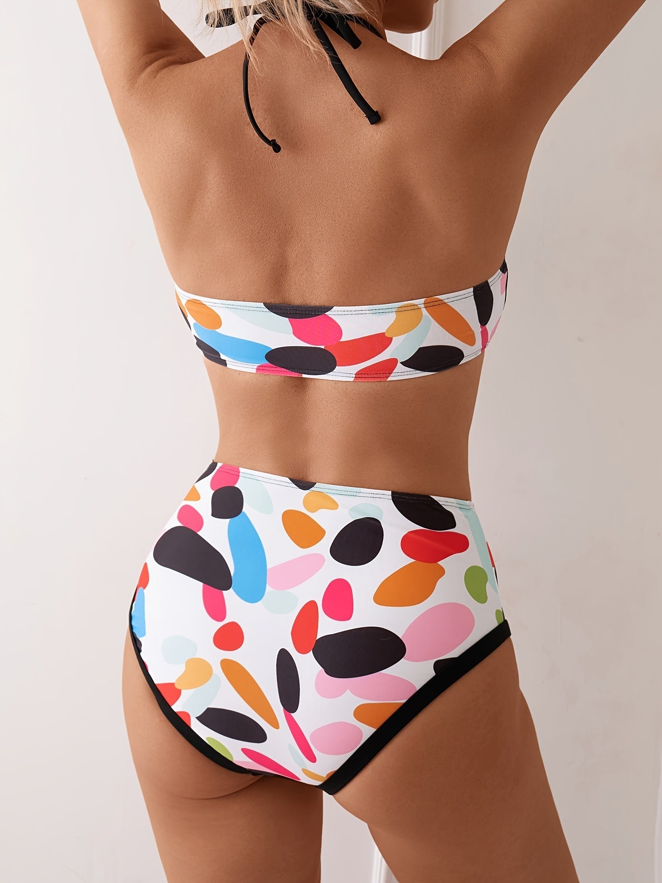 Women's Round Ring Tie Bikini Set – Sexy Printed Two-Piece Swimsuit for Vacation Style