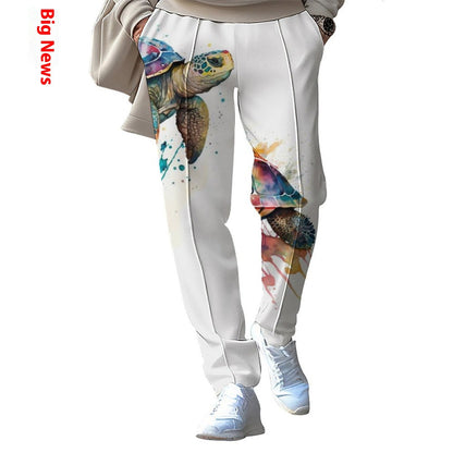 Men’s Fashion Patchwork Printed Trousers – Casual Streetwear Pants with Unique Design