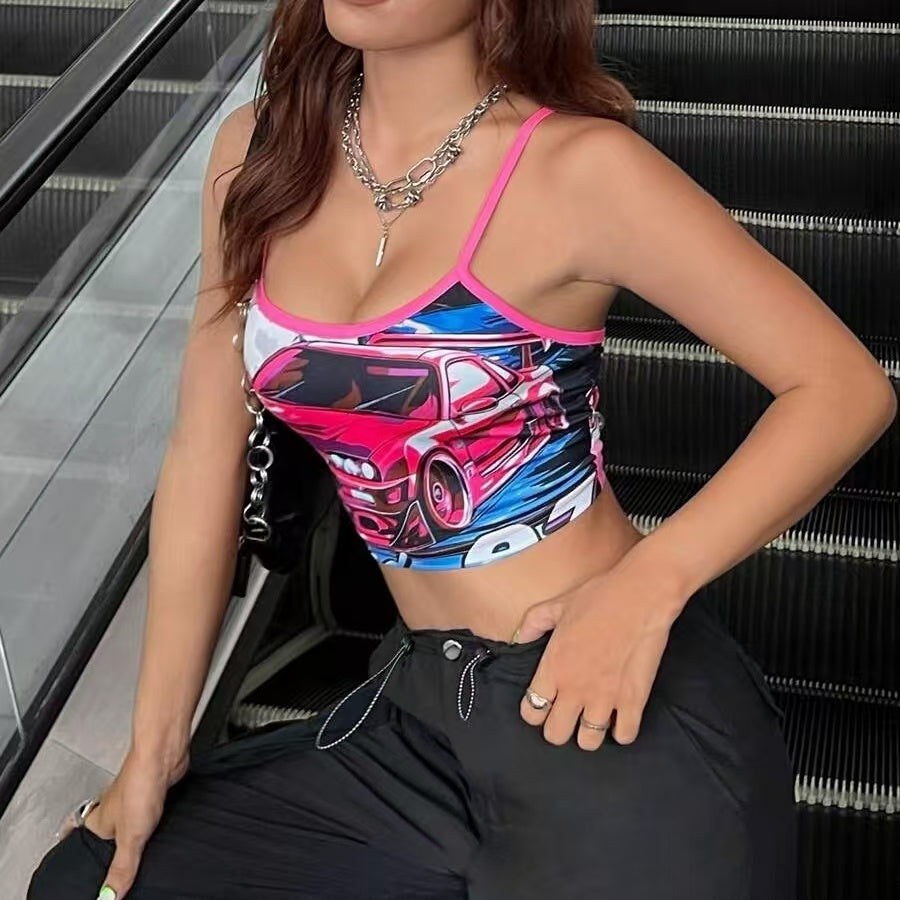 Women’s Printed Slim Fit Tank Top – Fashionable & Versatile Summer Sleeveless Blouse