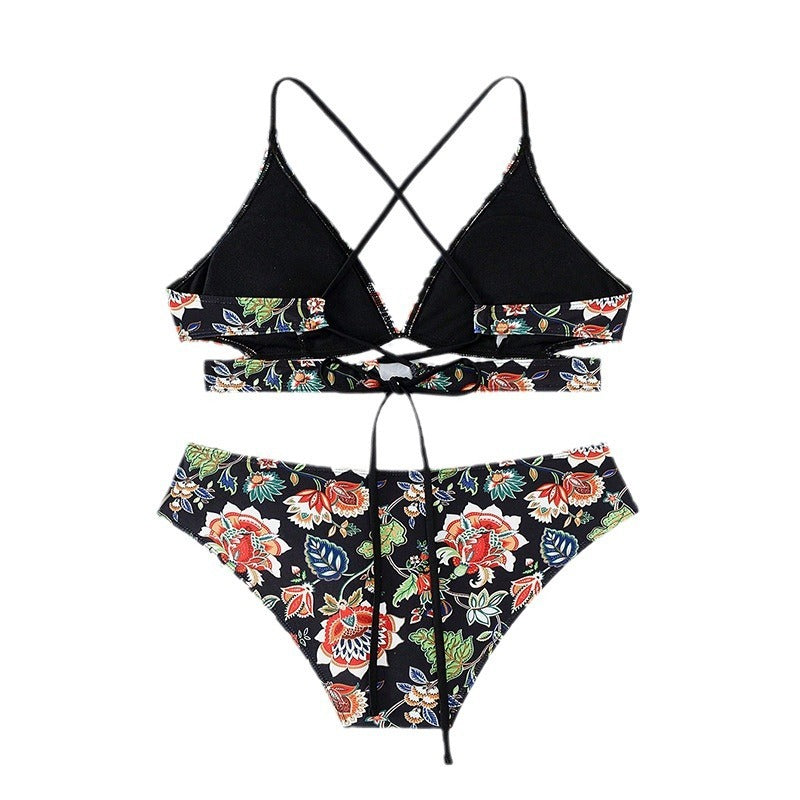 Women’s Floral Tie-Neck Triangle Bikini – Beach Bloom Set