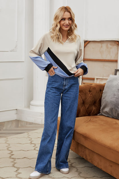 Women’s Color Block Hooded Sweater Coat