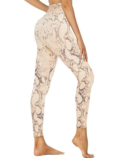 Printed Snake Leggings – Light Brown, Cropped Fit, and Stylish