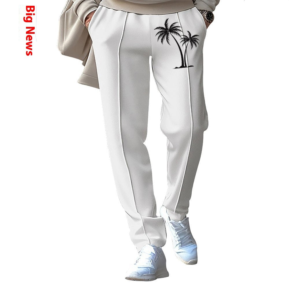 Men’s Fashion Patchwork Printed Trousers – Casual Streetwear Pants with Unique Design