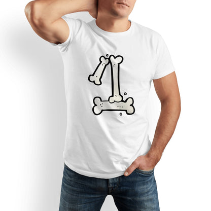 Pet-Themed Men’s T-Shirt – Bone Print, Cotton, Couple Style