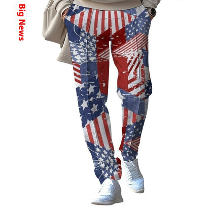 Men’s Fashion Patchwork Printed Trousers – Casual Streetwear Pants with Unique Design