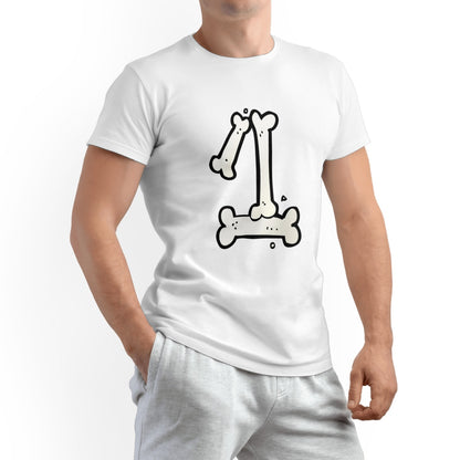 Pet-Themed Men’s T-Shirt – Bone Print, Cotton, Couple Style