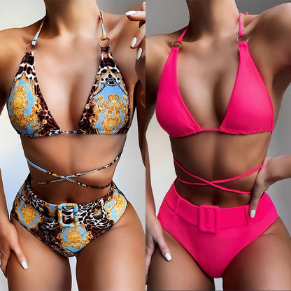 Printed Halter Bikini Set – Stylish Two-Piece Swimsuit for Women