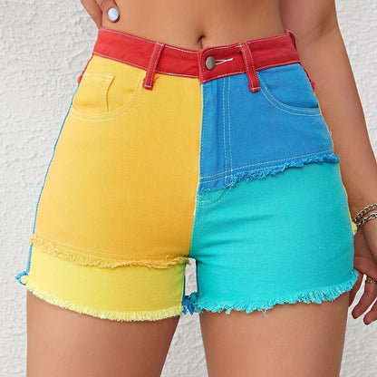 Women’s Spliced Casual Shorts – Streetwear Comfort with a Bold Edge
