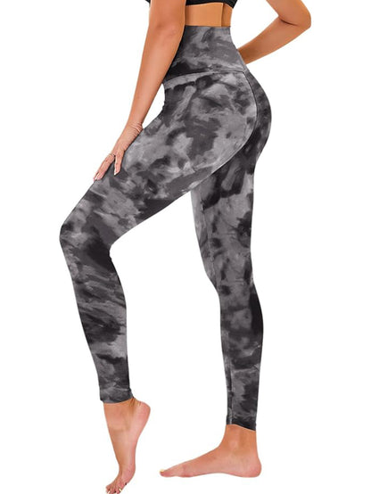 Black Tie-Dye Cropped Leggings – High-Rise Fit