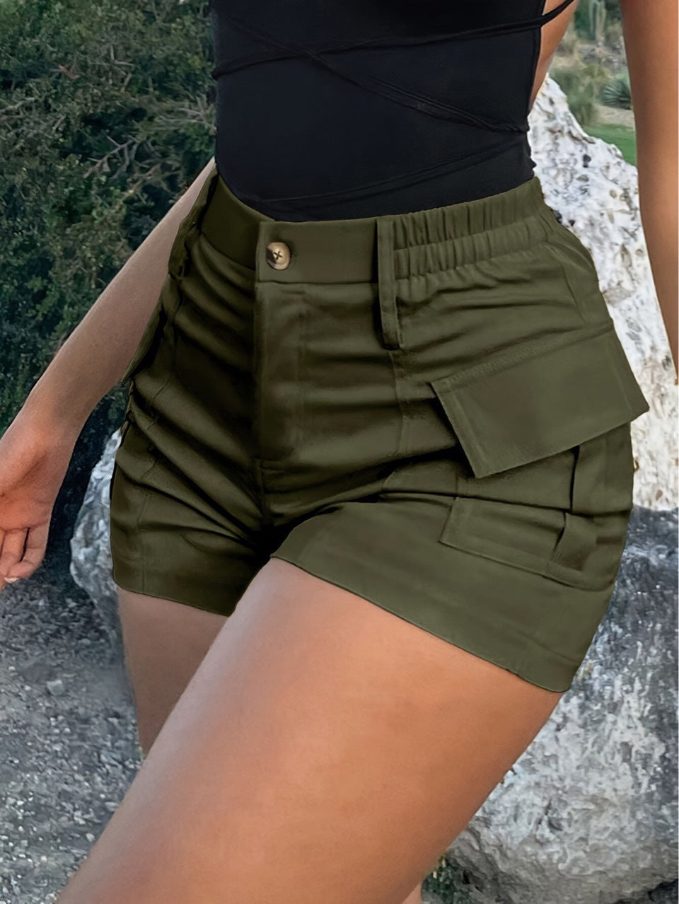 Summer American Casual Solid Color Short Shorts