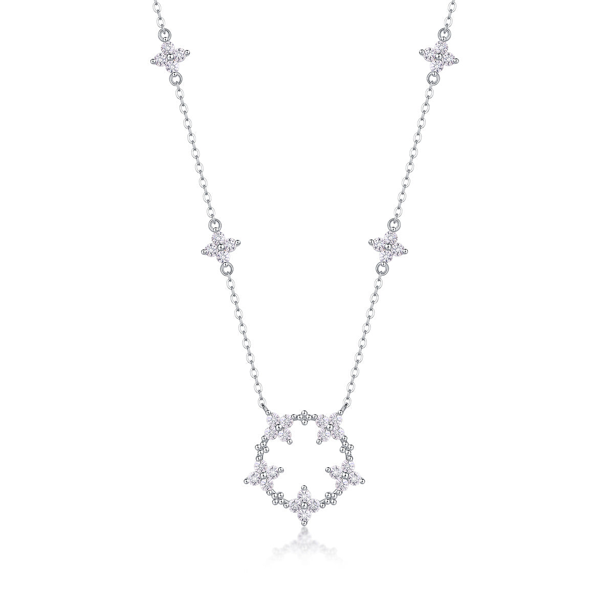 Iris Flower Moissanite Pendant Necklace – Luxurious Silver Jewelry