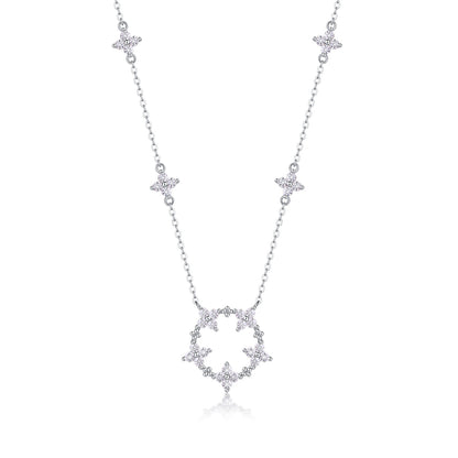 Iris Flower Moissanite Pendant Necklace – Luxurious Silver Jewelry
