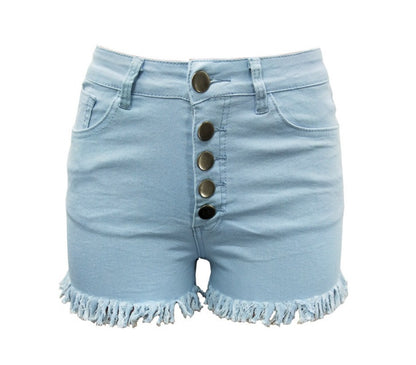 Women’s Button-Up Sexy Denim Shorts – High-Waist Curve Fit