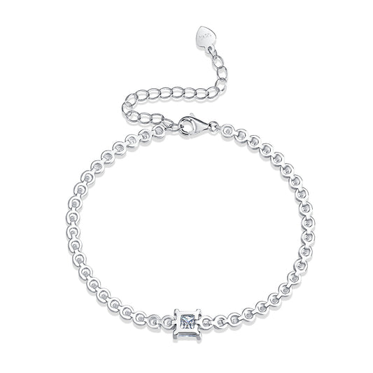 Rubik’s Cube Moissanite Bracelet – Luxury Silver Jewelry with Geometric Diamond-Inspired Sparkle