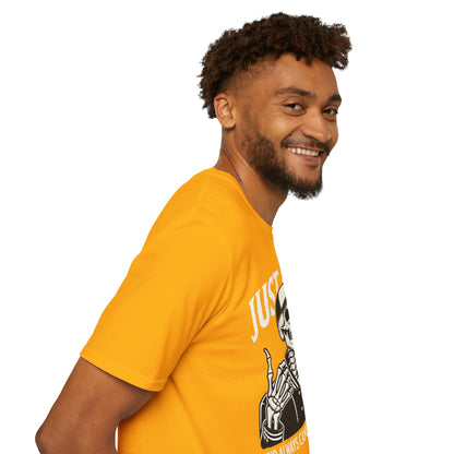 Just a Dad Skeleton T-Shirt – Funny Halloween Tee & Unique Dad Joke Apparel