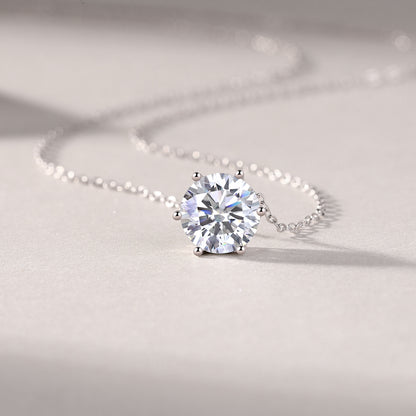 Rose Moissanite Pendant Necklace – Luxury Silver Jewelry