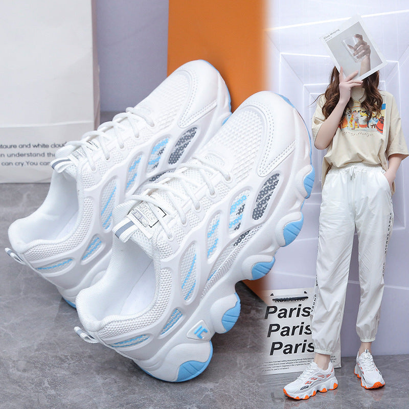 Wave Sole Running Sneakers – Women’s Lace-Up Mesh Sports Shoes