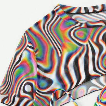 Women’s Colorful Rope Mesh Bikini Swimsuit