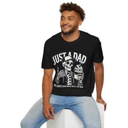 Just a Dad Skeleton T-Shirt – Funny Halloween Tee & Unique Dad Joke Apparel