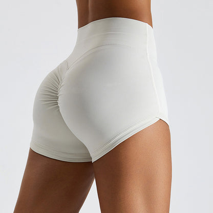 Women’s High Waist Yoga Shorts – Crimp Style, Peach Lift Design