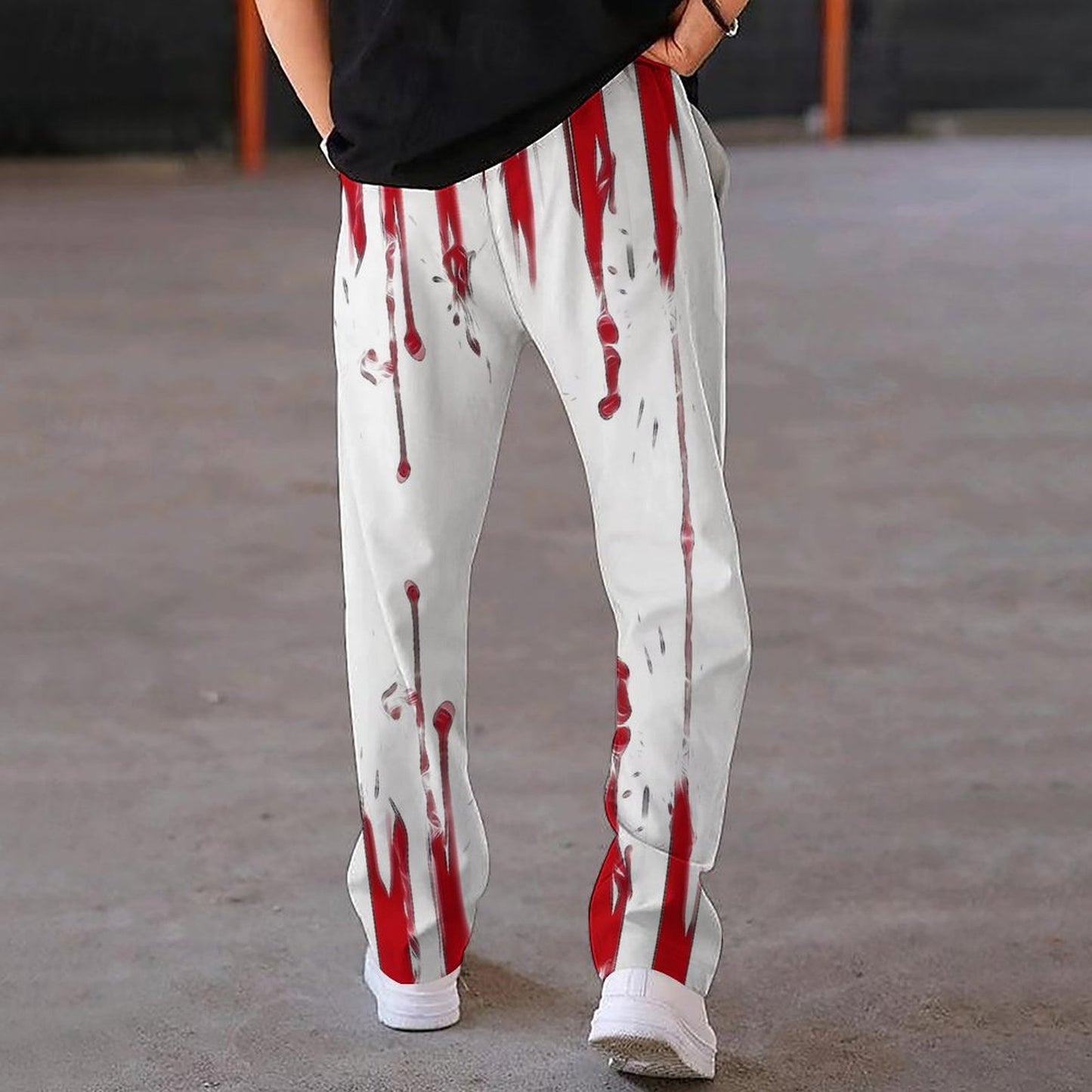 Men’s Fashion Patchwork Printed Trousers – Casual Streetwear Pants with Unique Design