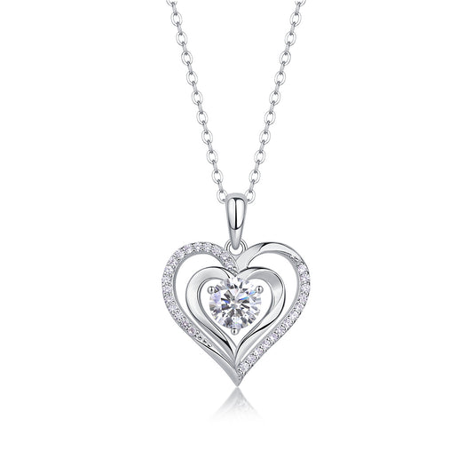 Heart to Heart Moissanite Pendant Necklace – Luxury Silver Jewelry