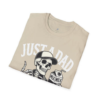 Just a Dad Skeleton T-Shirt – Funny Halloween Tee & Unique Dad Joke Apparel
