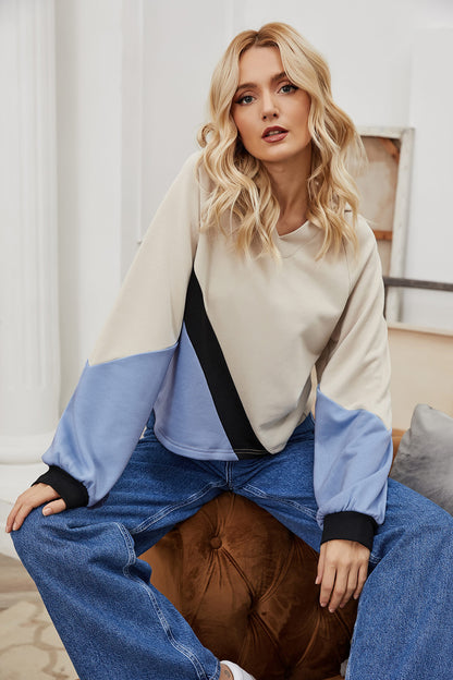 Women’s Color Block Hooded Sweater Coat