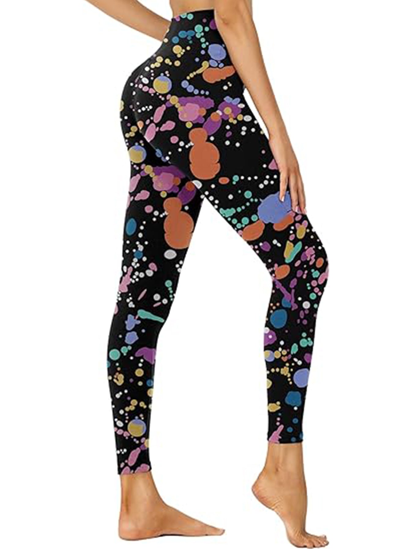 Cropped High-Waisted Leggings – Inkjet Color Print