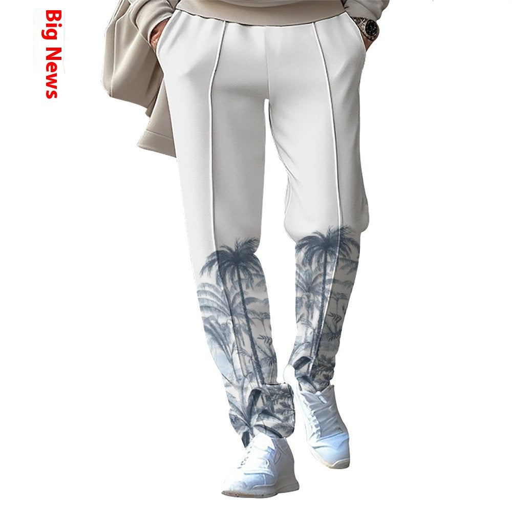 Men’s Fashion Patchwork Printed Trousers – Casual Streetwear Pants with Unique Design