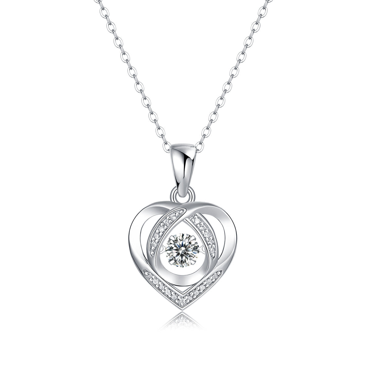 "Forever in Motion" Moissanite Heart Necklace – Luxury Silver Love Pendant with Dancing Stone