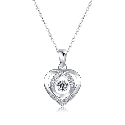 "Forever in Motion" Moissanite Heart Necklace – Luxury Silver Love Pendant with Dancing Stone