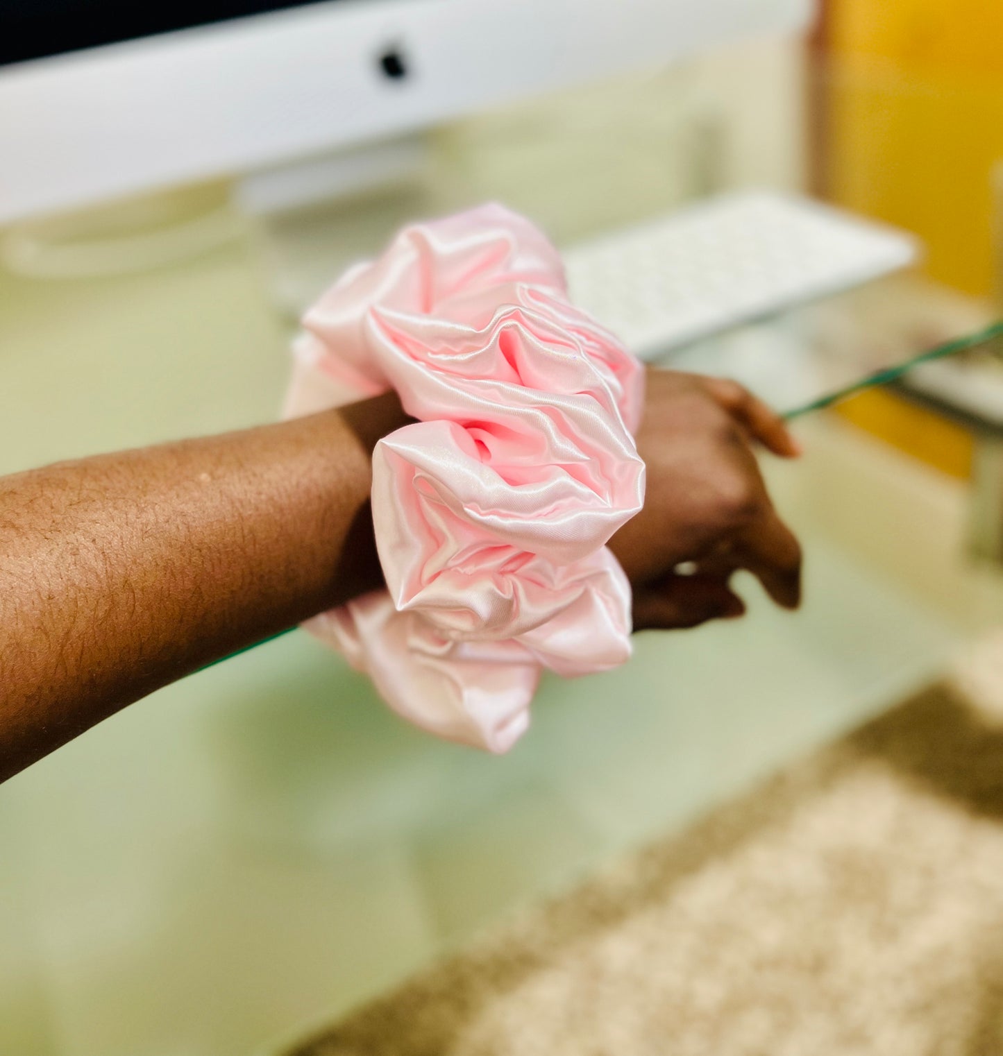 Elegant Pale Pink Satin Scrunchie