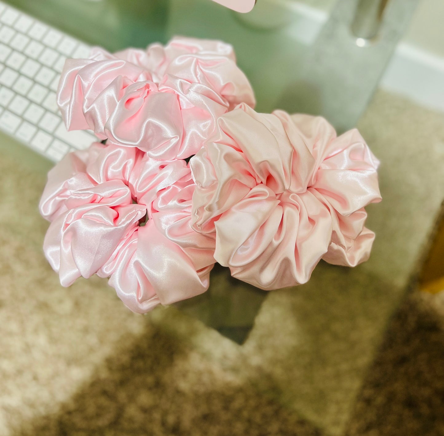Elegant Pale Pink Satin Scrunchie
