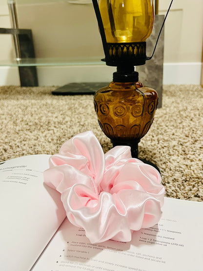 Elegant Pale Pink Satin Scrunchie
