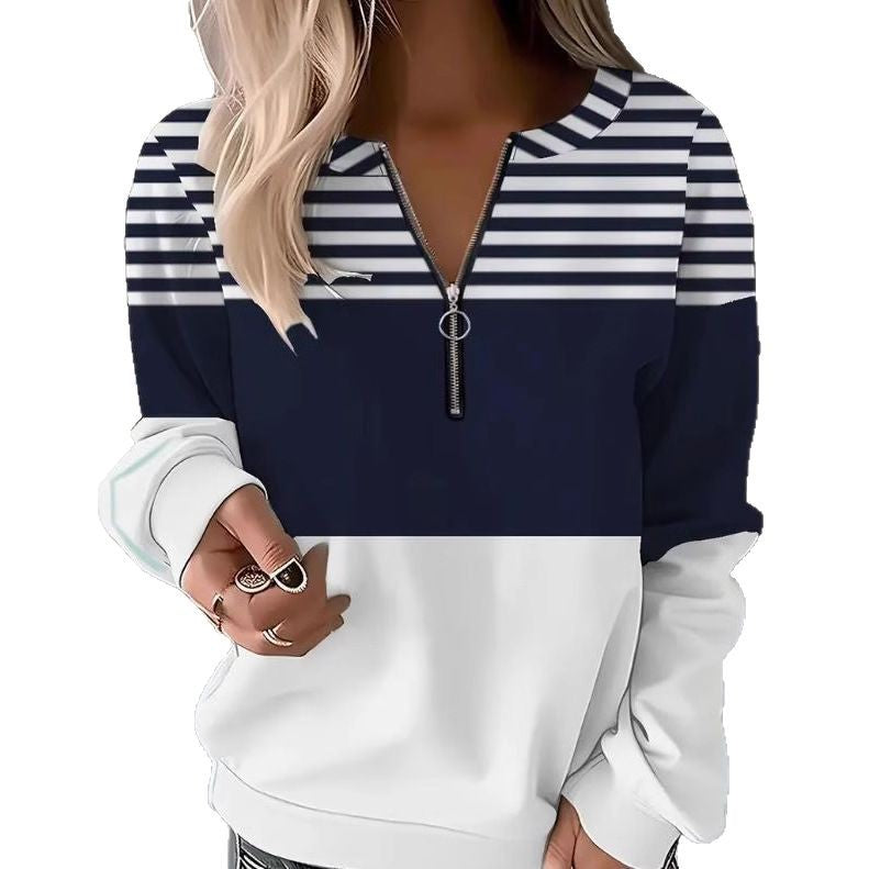 Half-Zip Flag Print Sweatshirt –Trendy Streetwear Pullover