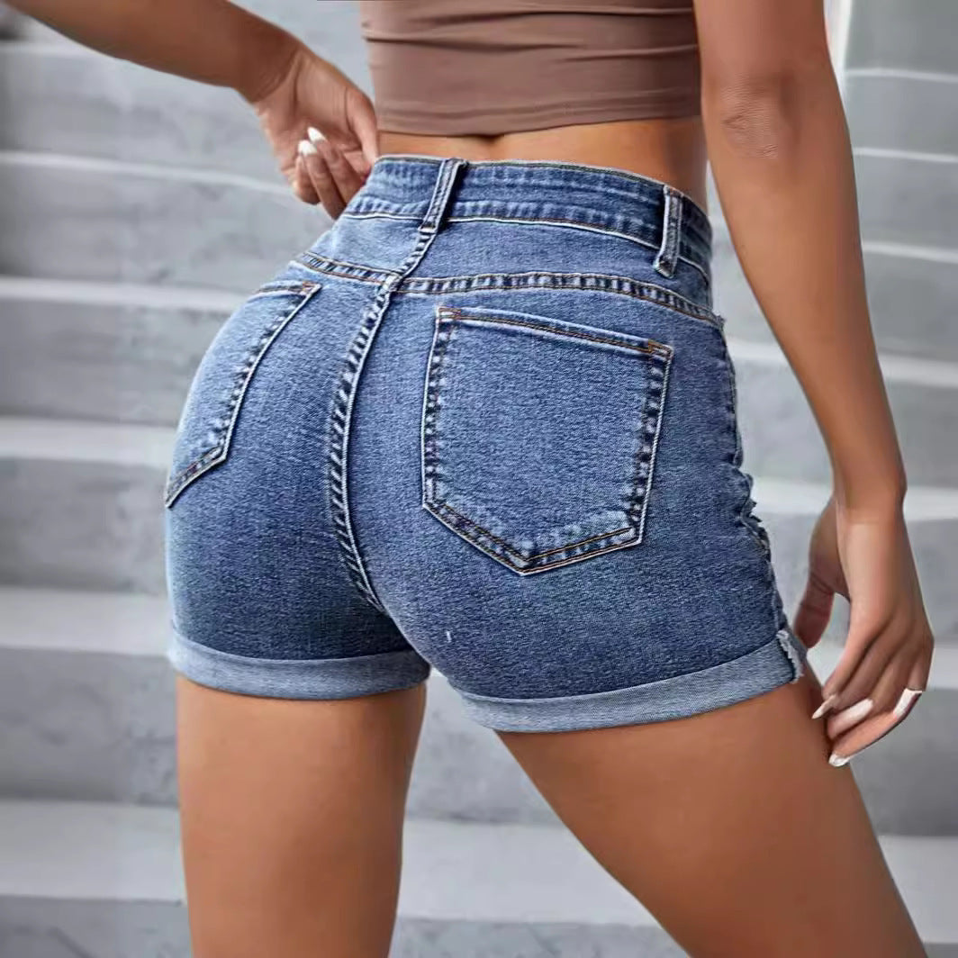 Women’s Fashion Ripped Denim Shorts – Trendy, Distressed High-Waist Jean Shorts with Attitude