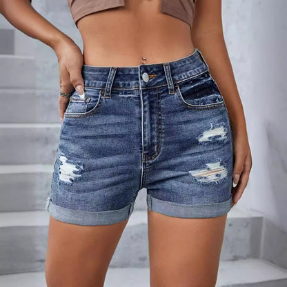 Women’s Fashion Ripped Denim Shorts – Trendy, Distressed High-Waist Jean Shorts with Attitude