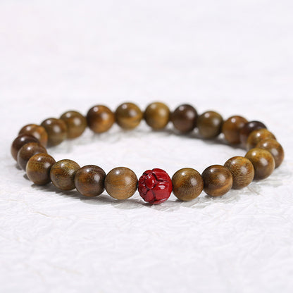 Handcrafted Green Sandalwood Prayer Bracelet – Lotus Charm Ornament