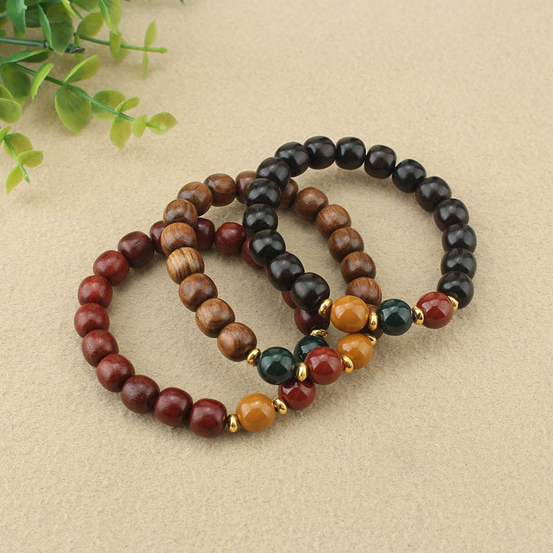 Handcrafted Blackwood Beaded Bracelet – Vintage Rosary Style
