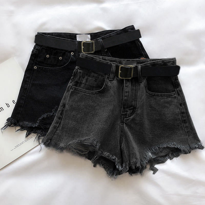 Women’s Fashion Leisure Ripped Denim Shorts – Casual Distressed High-Waist Jean Shorts