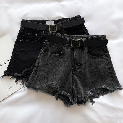 Women’s Fashion Leisure Ripped Denim Shorts – Casual Distressed High-Waist Jean Shorts
