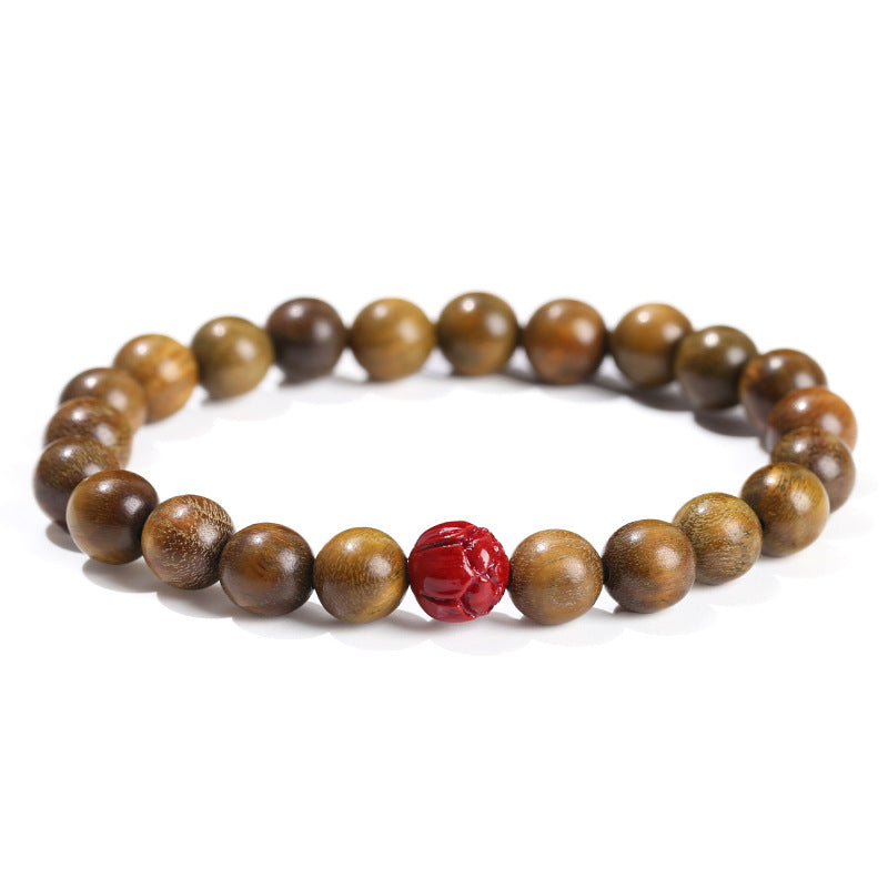 Handcrafted Green Sandalwood Prayer Bracelet – Lotus Charm Ornament